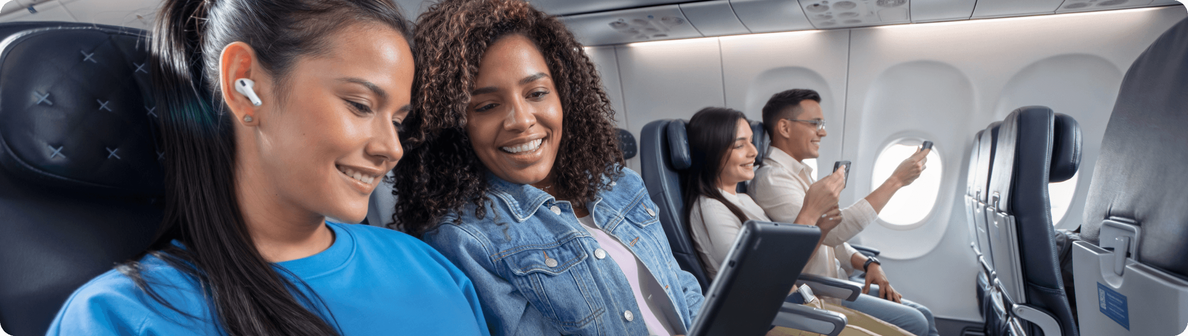 Passengers enjoying WiFi on board Copa Airlines